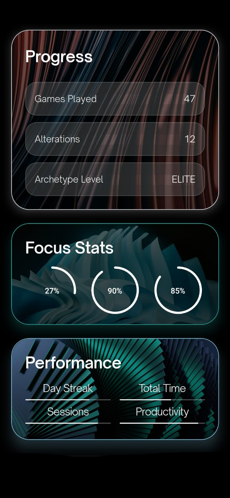 Altered Brilliance home screen showing player progress and current gaming intelligence context